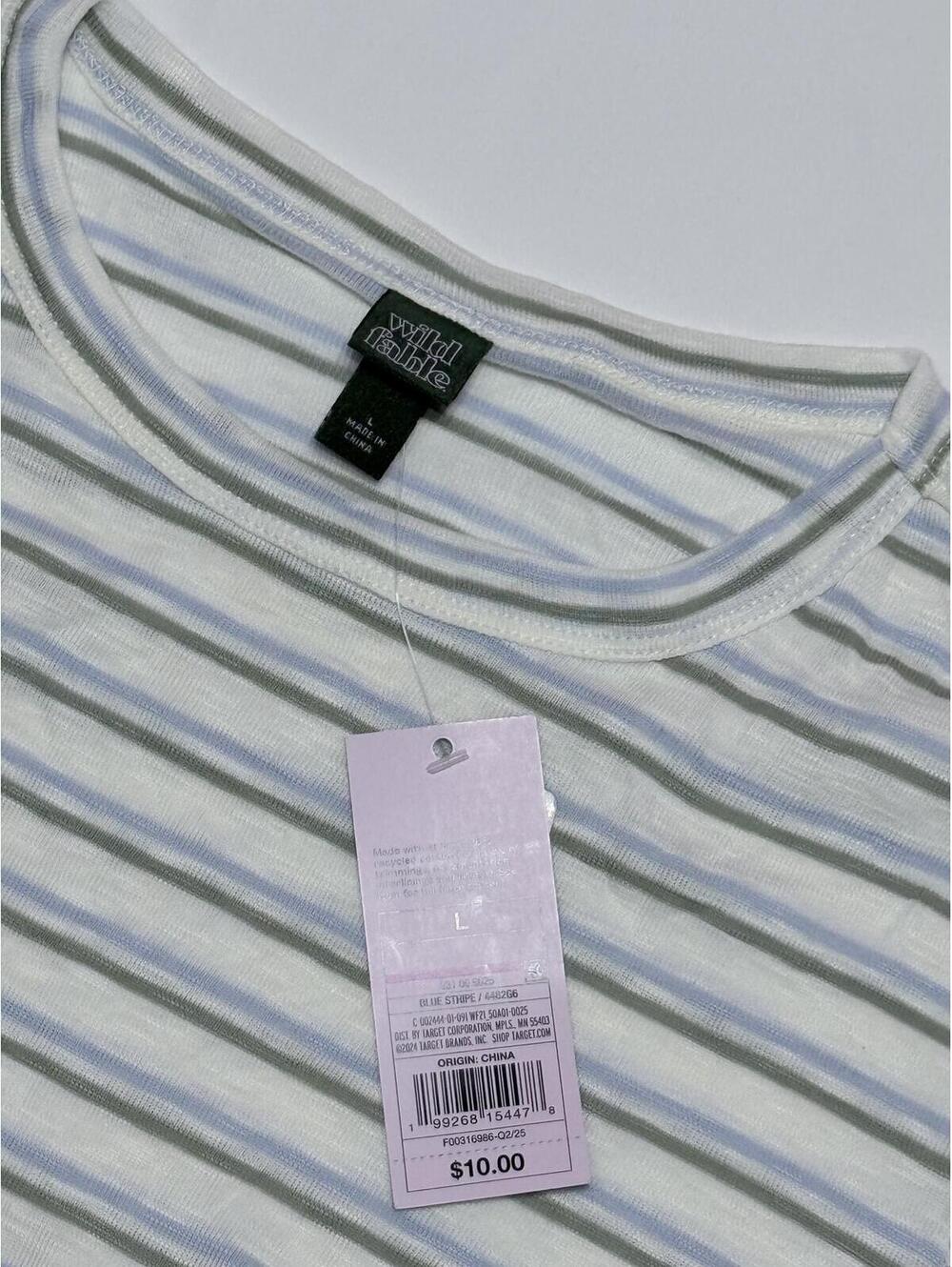 Wild Fable Striped Short Sleeve T-Shirt Size Large